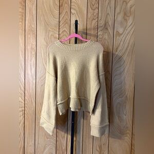 Oatmeal Cropped Knit Sweater